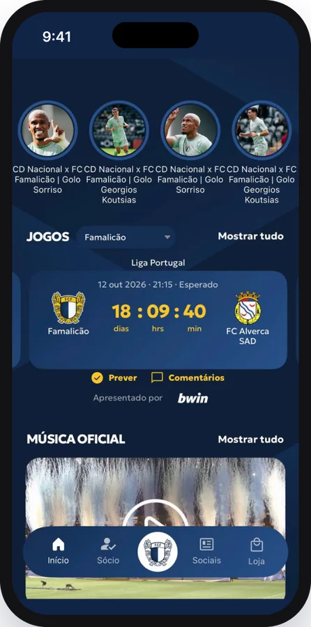 Match card presented by bwin in the FC Famalicão app
