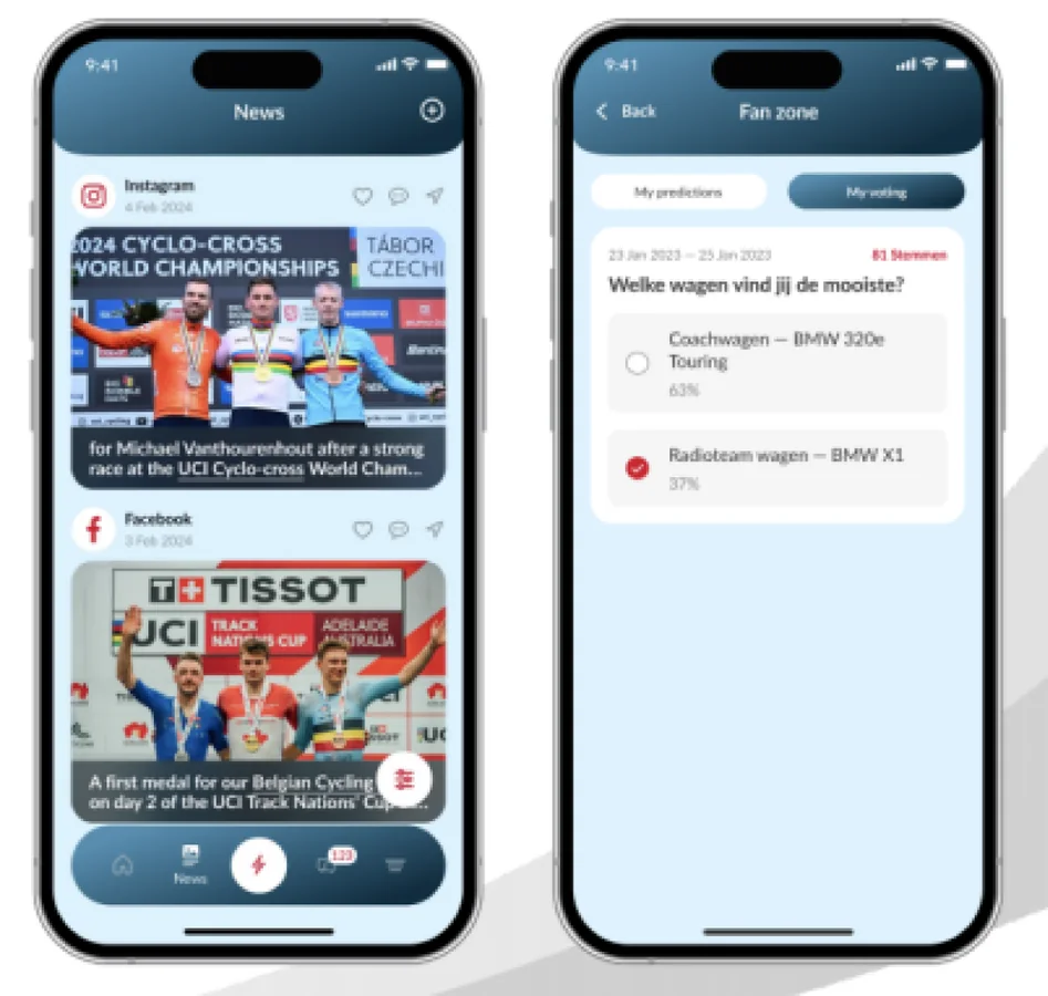 BMW sponsored poll inside the Belgian Cycling app