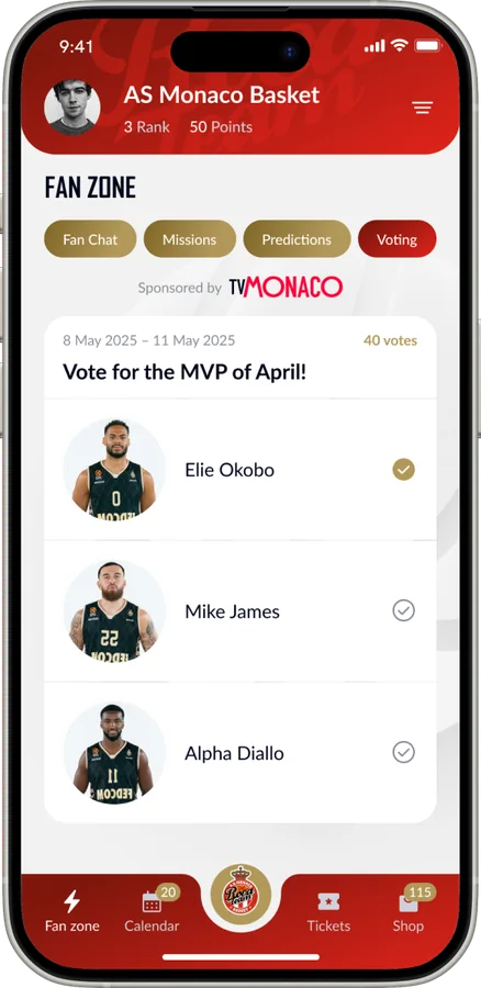 MVP vote sponsored by TV Monaco