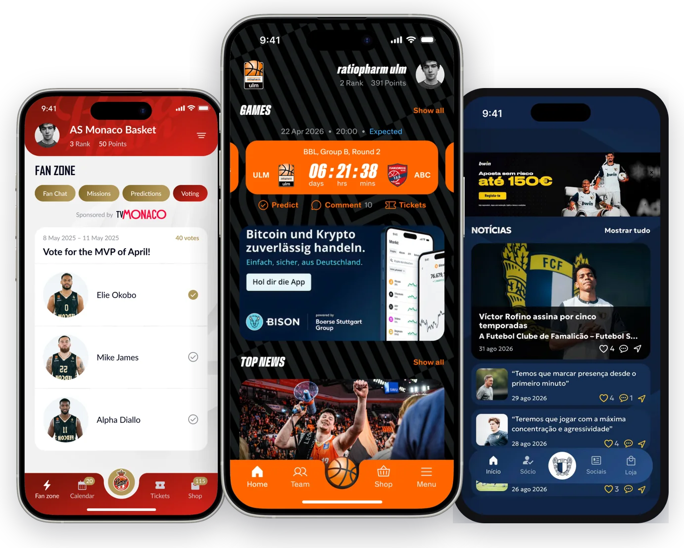 Sponsor placements inside club SuperApps: sponsored voting, native crypto banner and betting offer banner